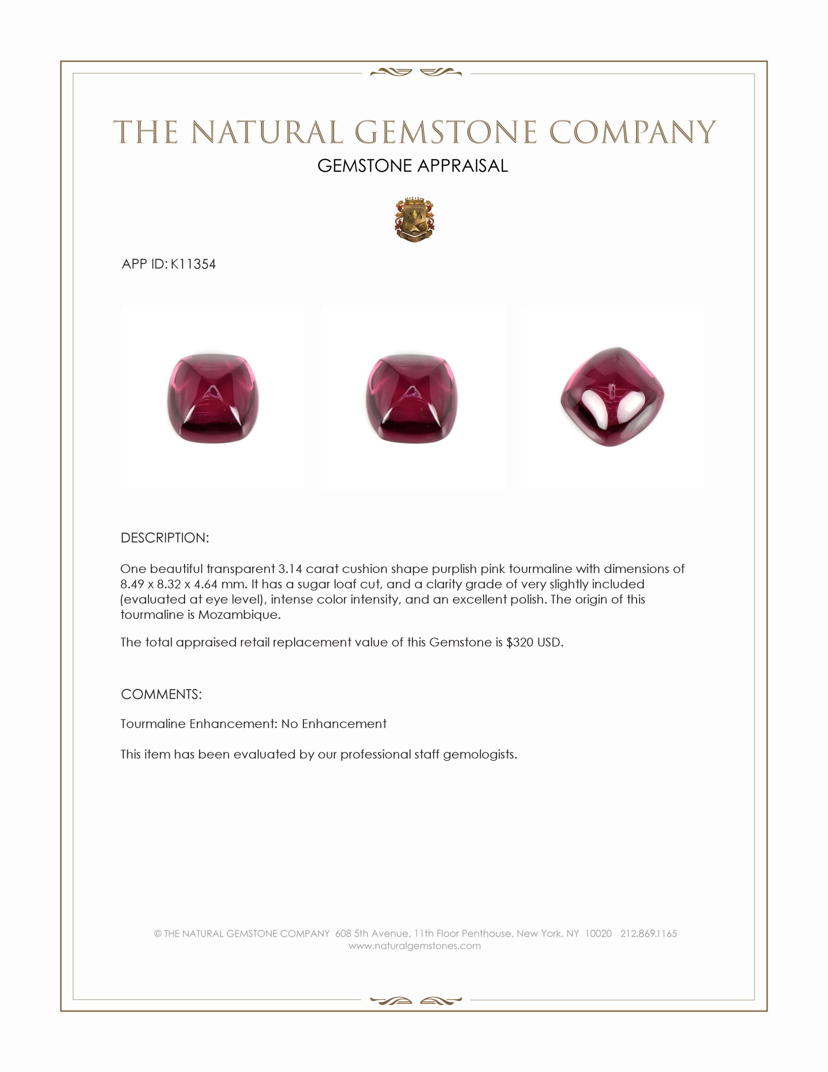 3.14 Ct. Cabochon Tourmaline from Mozambique