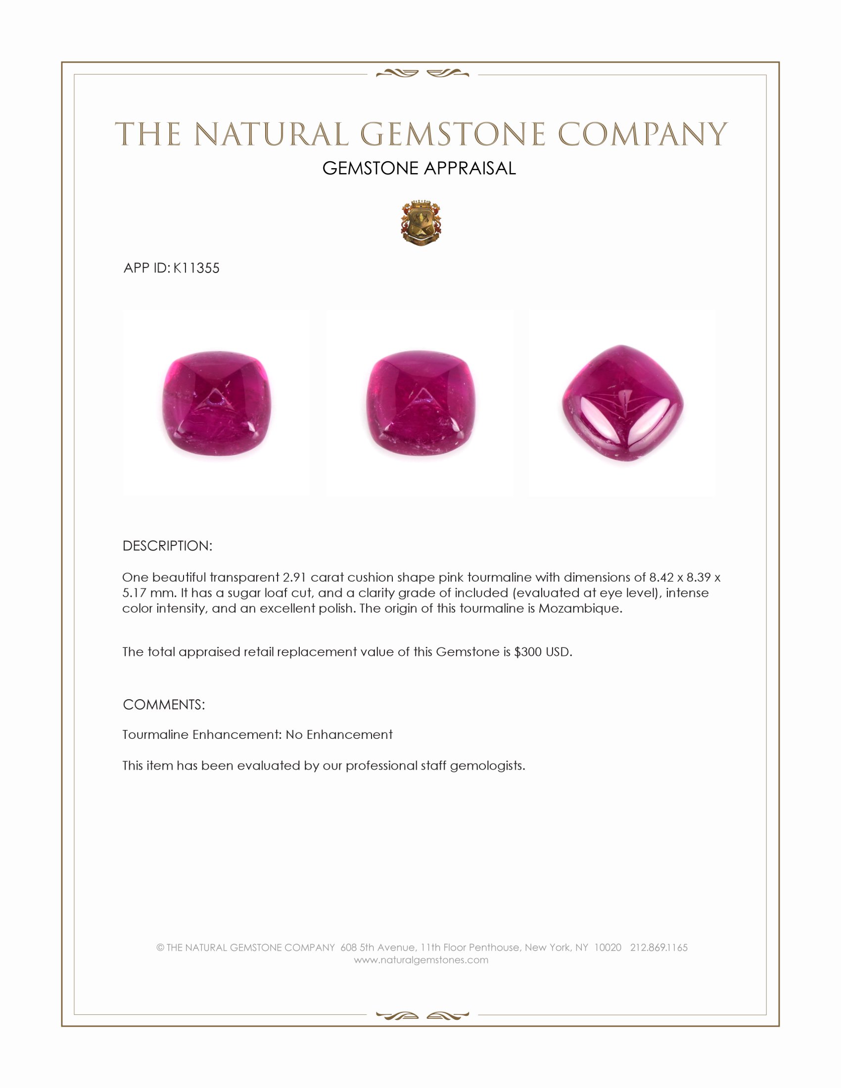 2.91 Ct. Cabochon Tourmaline from Mozambique