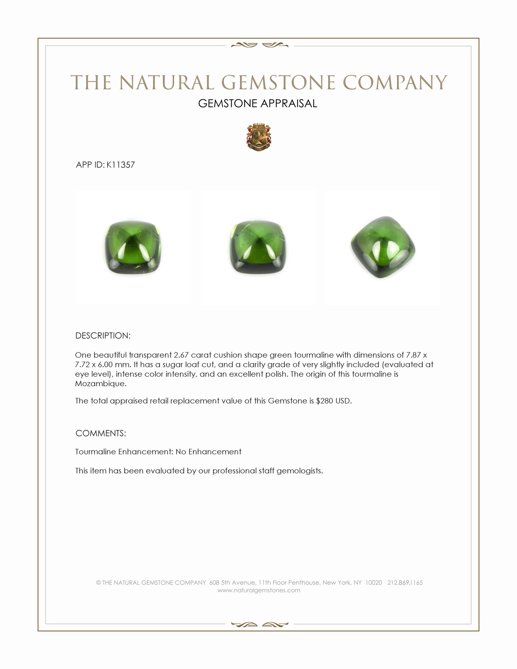 2.67 Ct. Cabochon Tourmaline from Mozambique