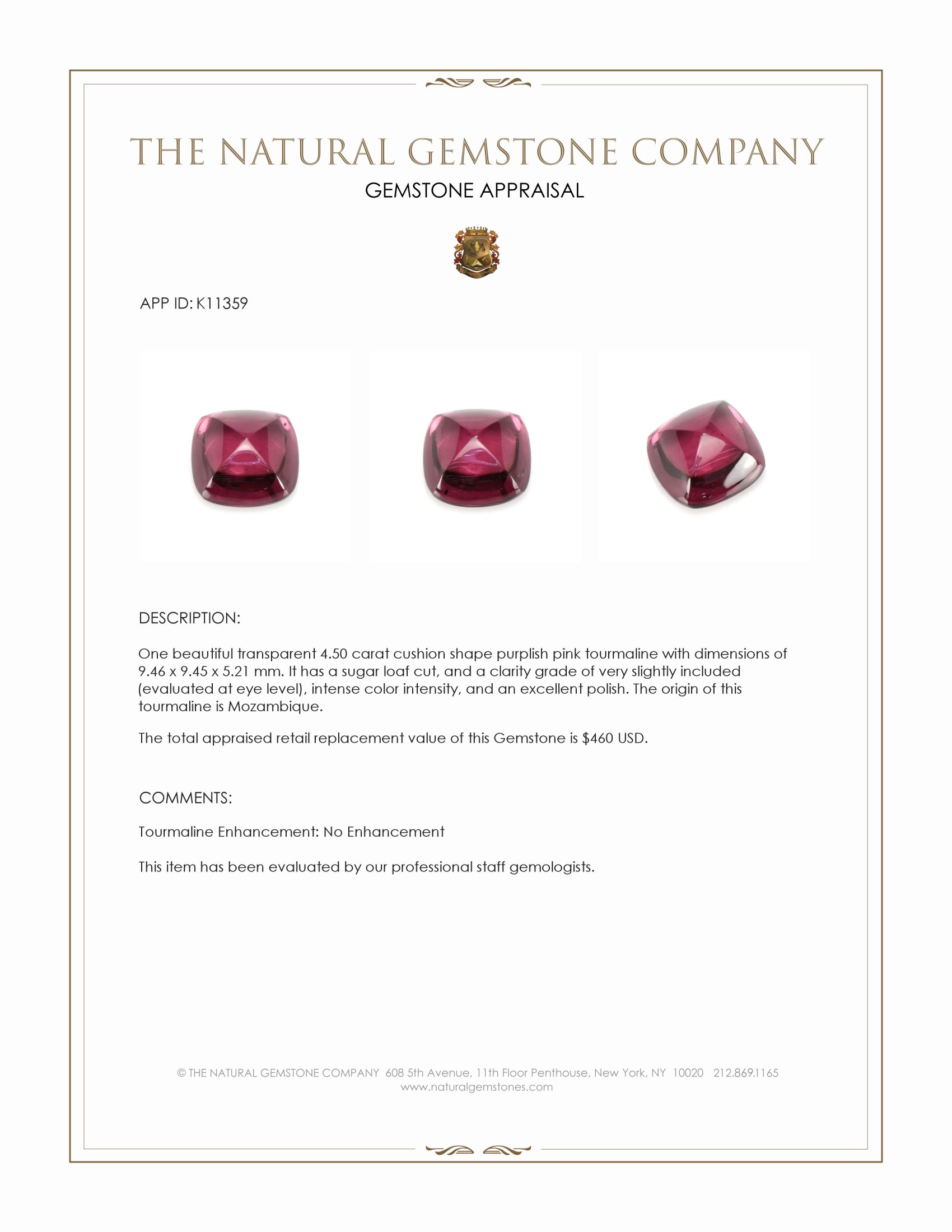 4.50 Ct. Cabochon Tourmaline from Mozambique