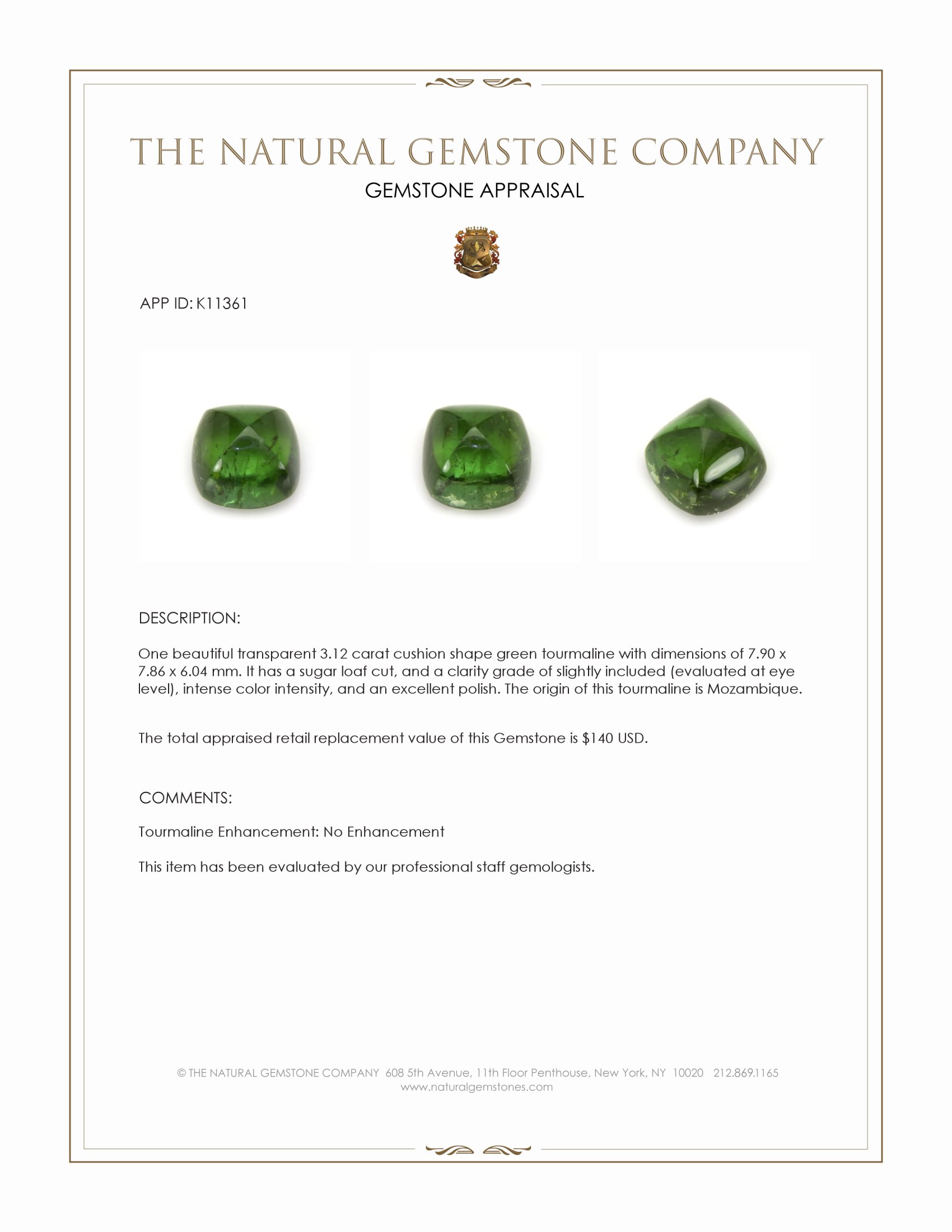 3.12 Ct. Cabochon Tourmaline from Mozambique