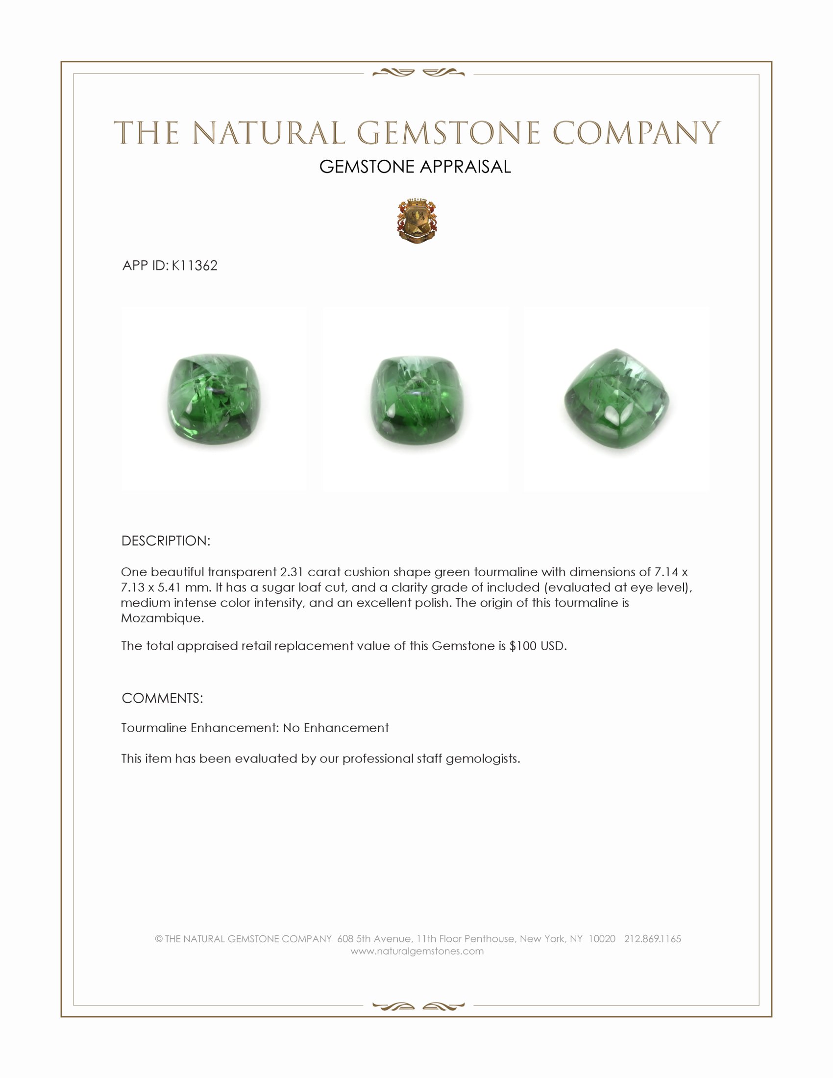 2.31 Ct. Cabochon Tourmaline from Mozambique