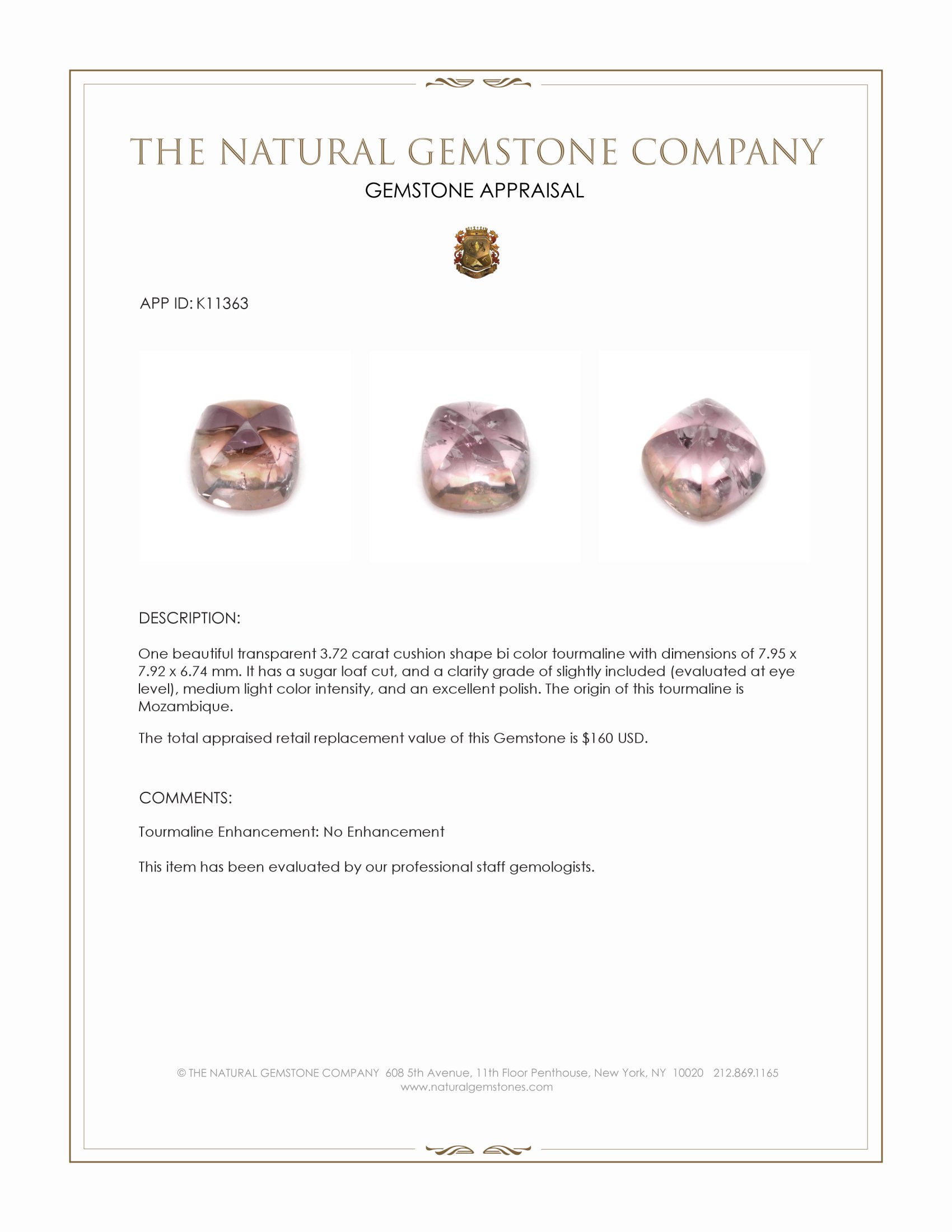 3.72 Ct. Cabochon Tourmaline from Mozambique