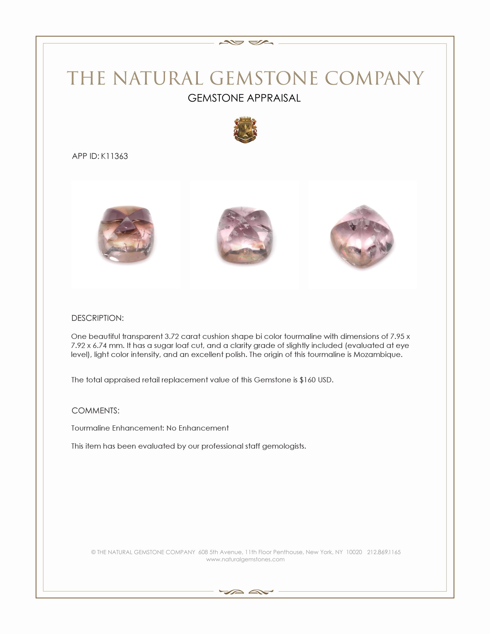 3.72 Ct. Cabochon Tourmaline from Mozambique