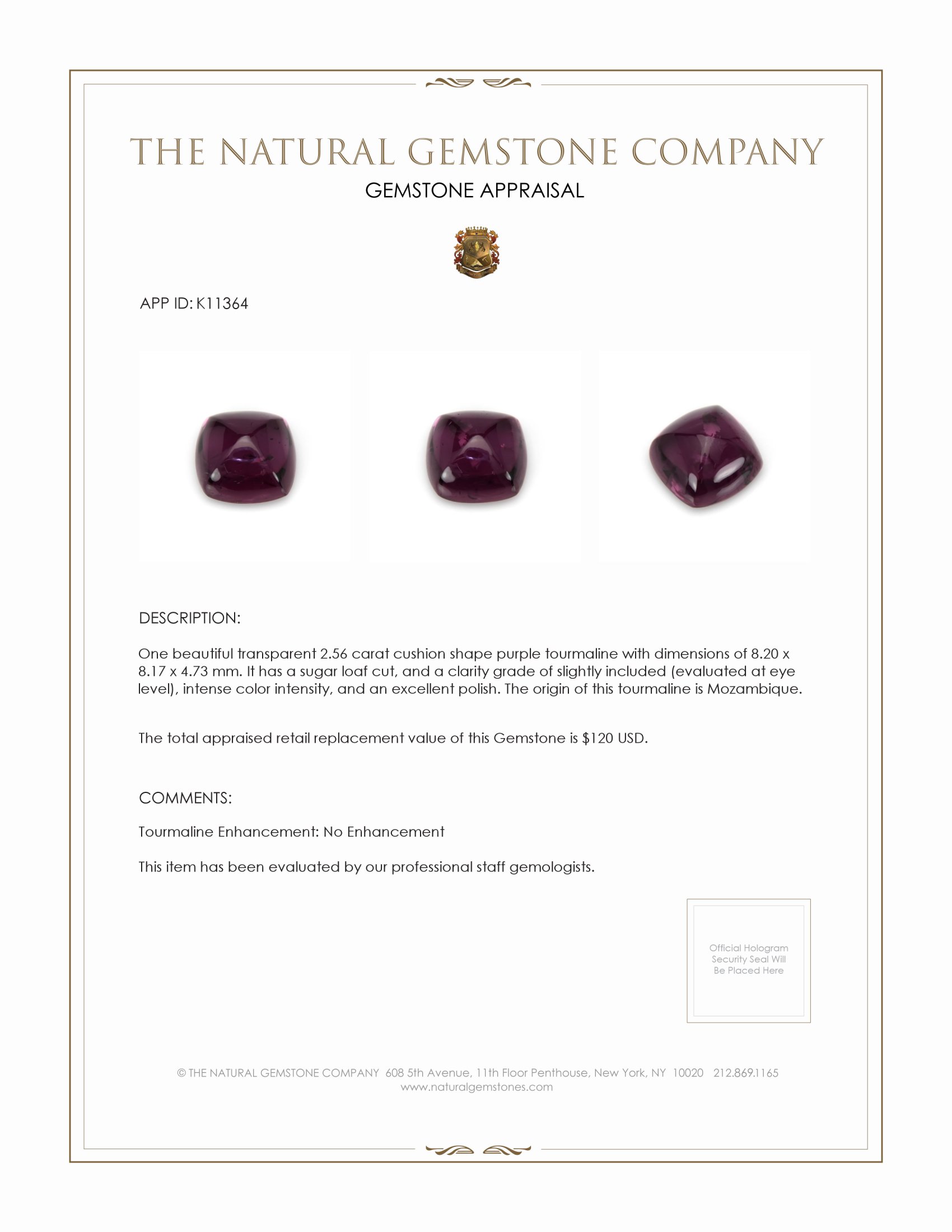 2.56 Ct. Cabochon Tourmaline from Mozambique