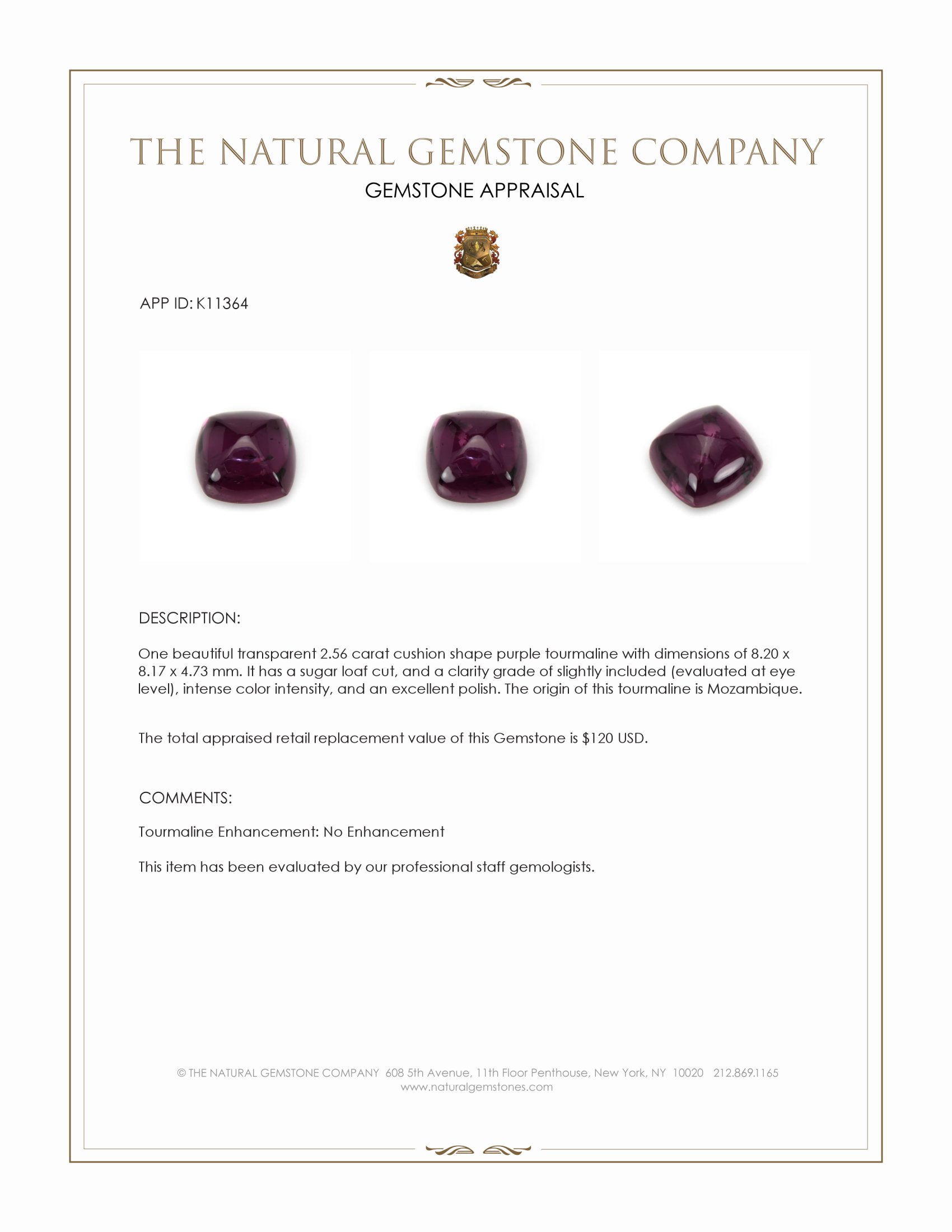 2.56 Ct. Cabochon Tourmaline from Mozambique