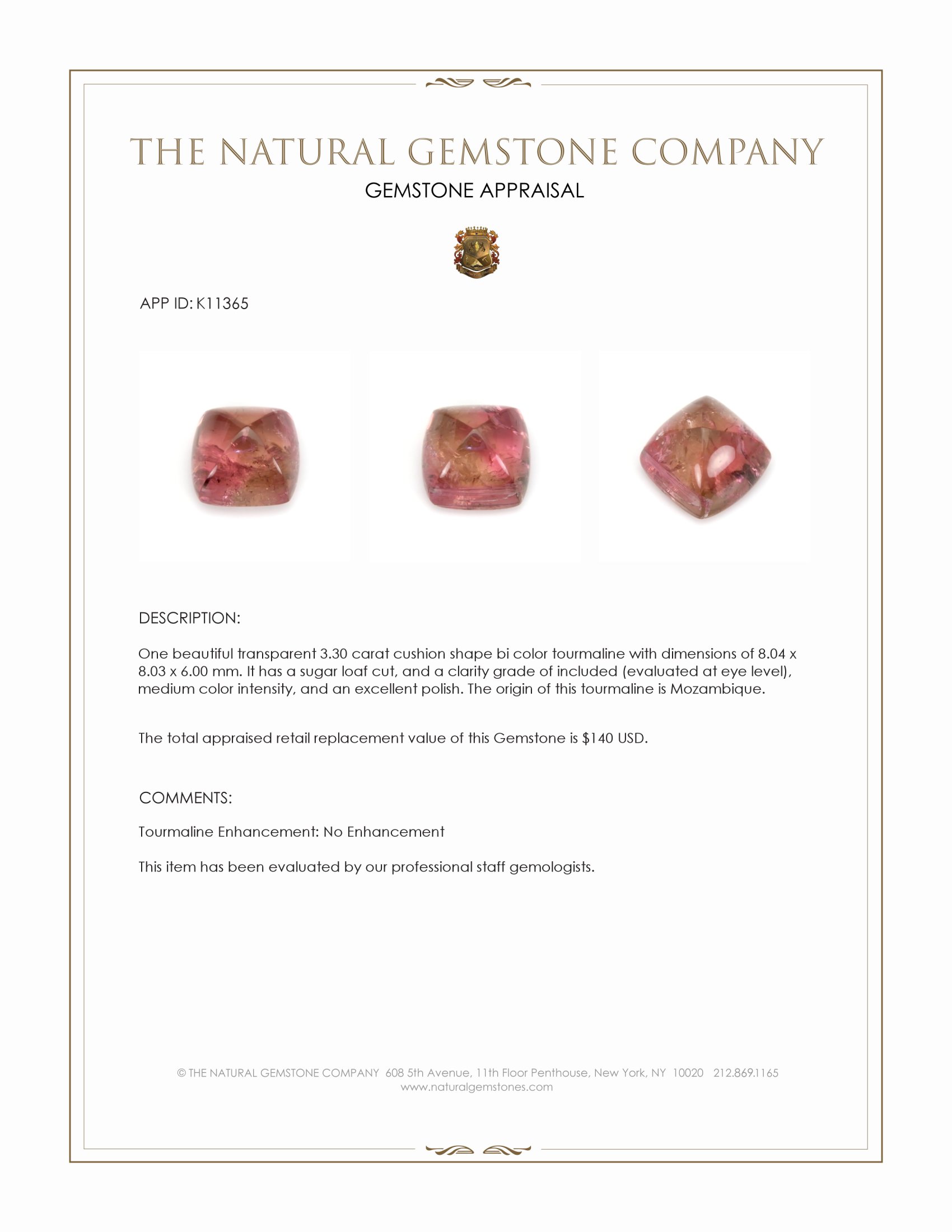 3.30 Ct. Cabochon Tourmaline from Mozambique