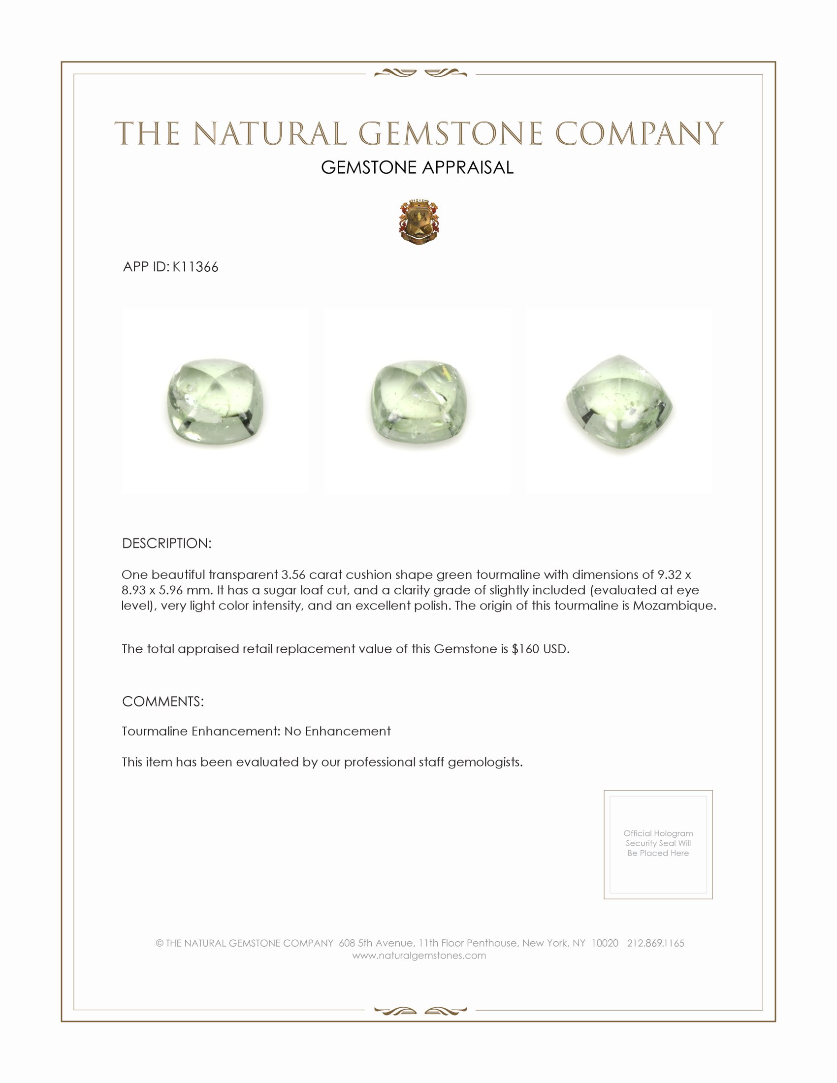 3.56 Ct. Cabochon Tourmaline from Mozambique