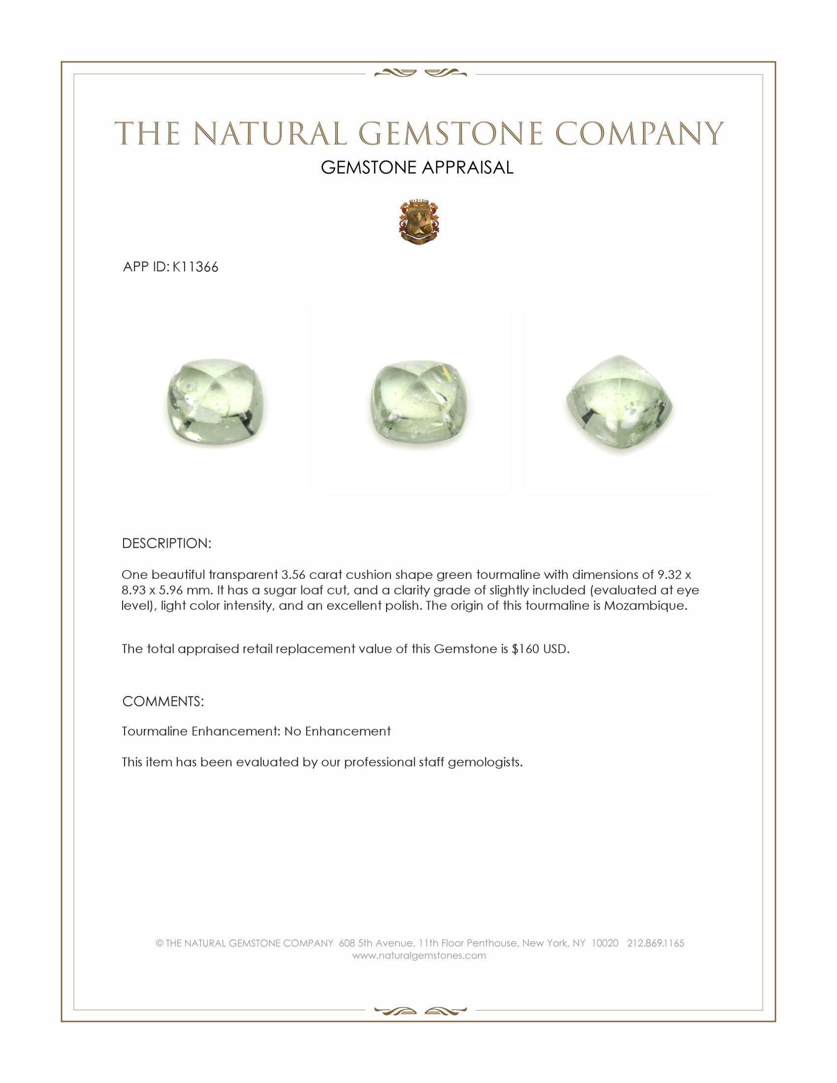 3.56 Ct. Cabochon Tourmaline from Mozambique