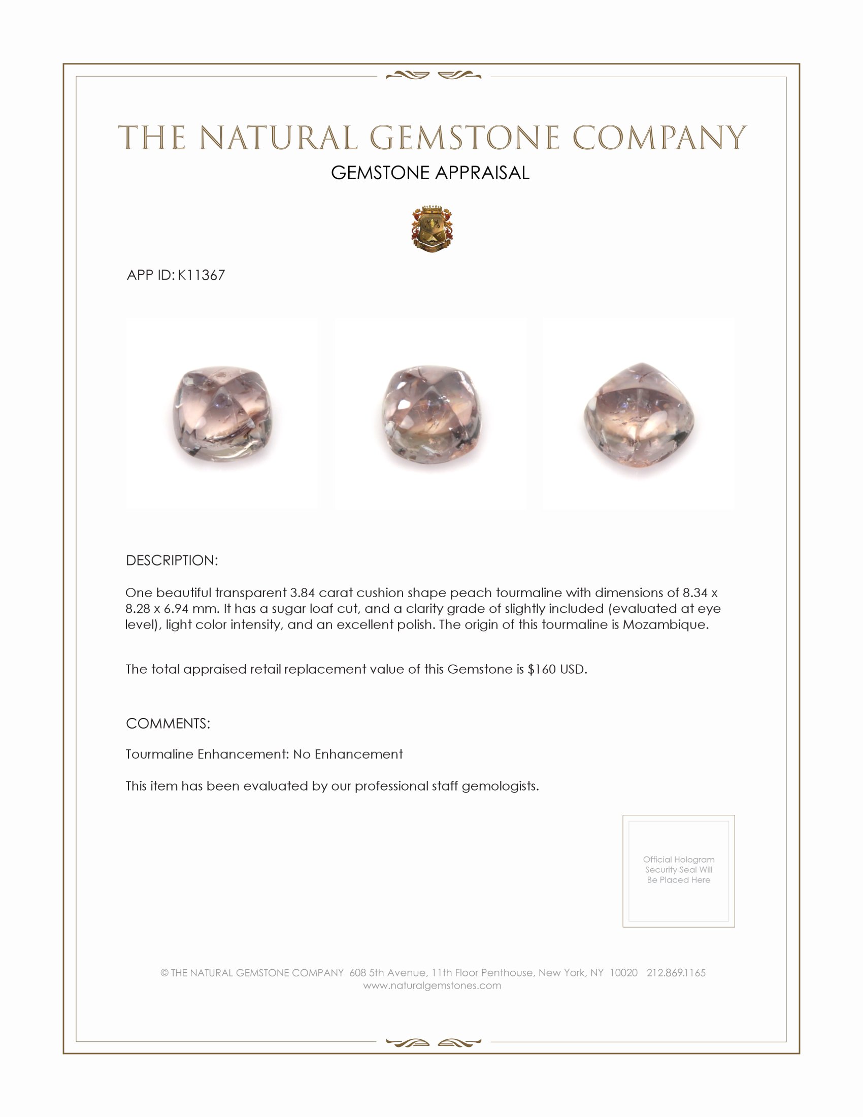 3.84 Ct. Cabochon Tourmaline from Mozambique