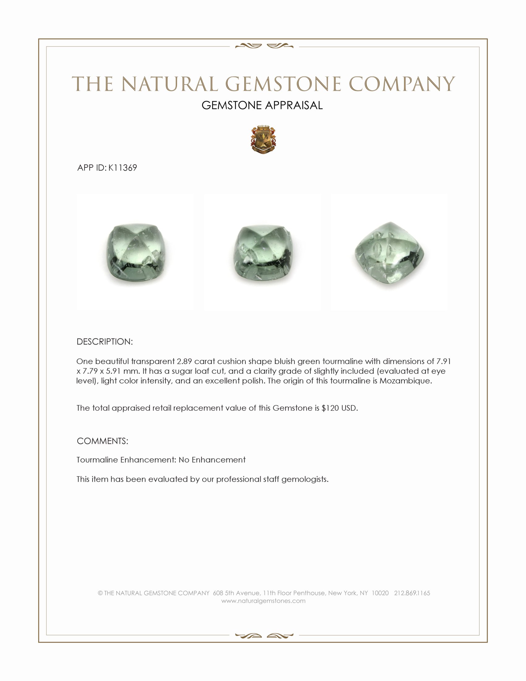 2.89 Ct. Cabochon Tourmaline from Mozambique