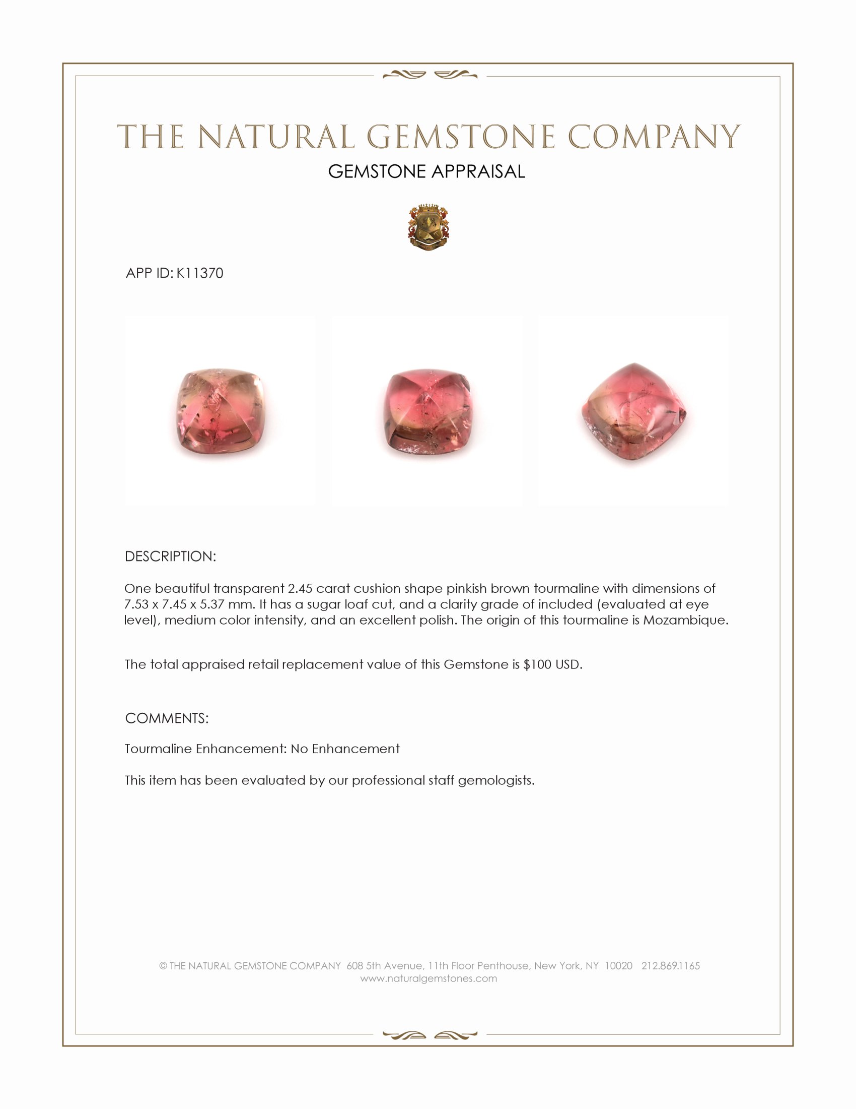 2.45 Ct. Cabochon Tourmaline from Mozambique