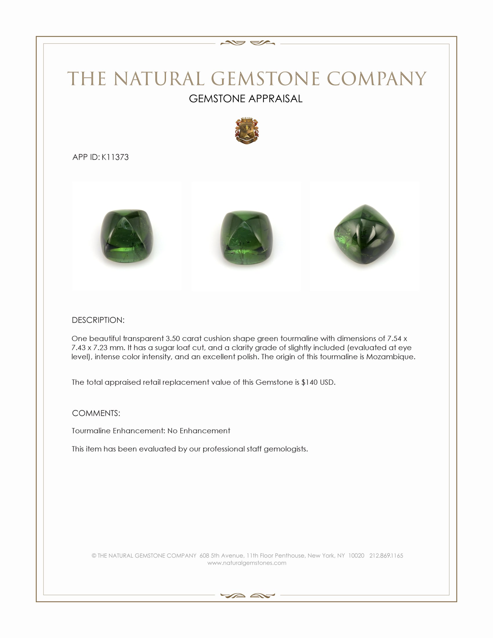 3.50 Ct. Cabochon Tourmaline from Mozambique