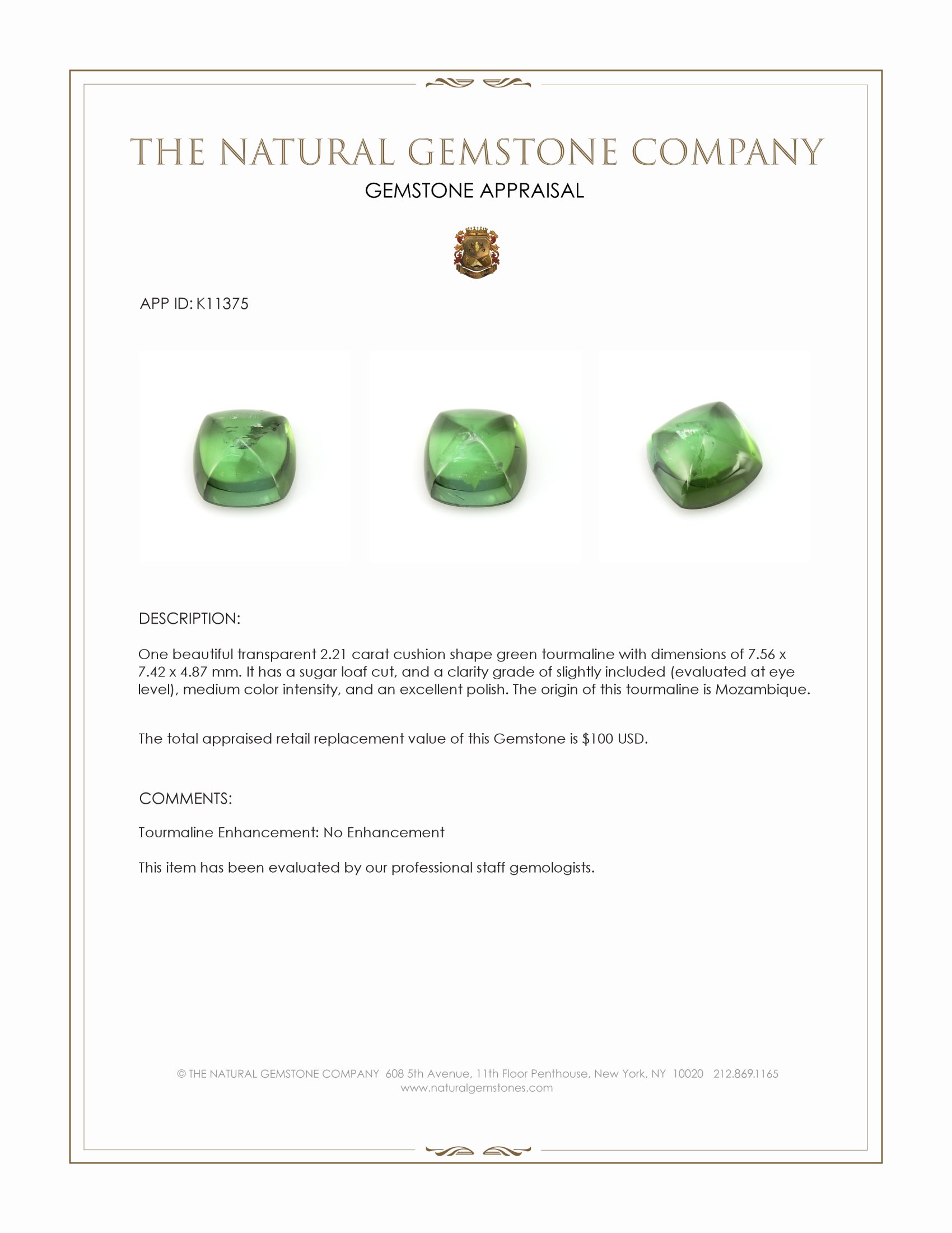 2.21 Ct. Cabochon Tourmaline from Mozambique