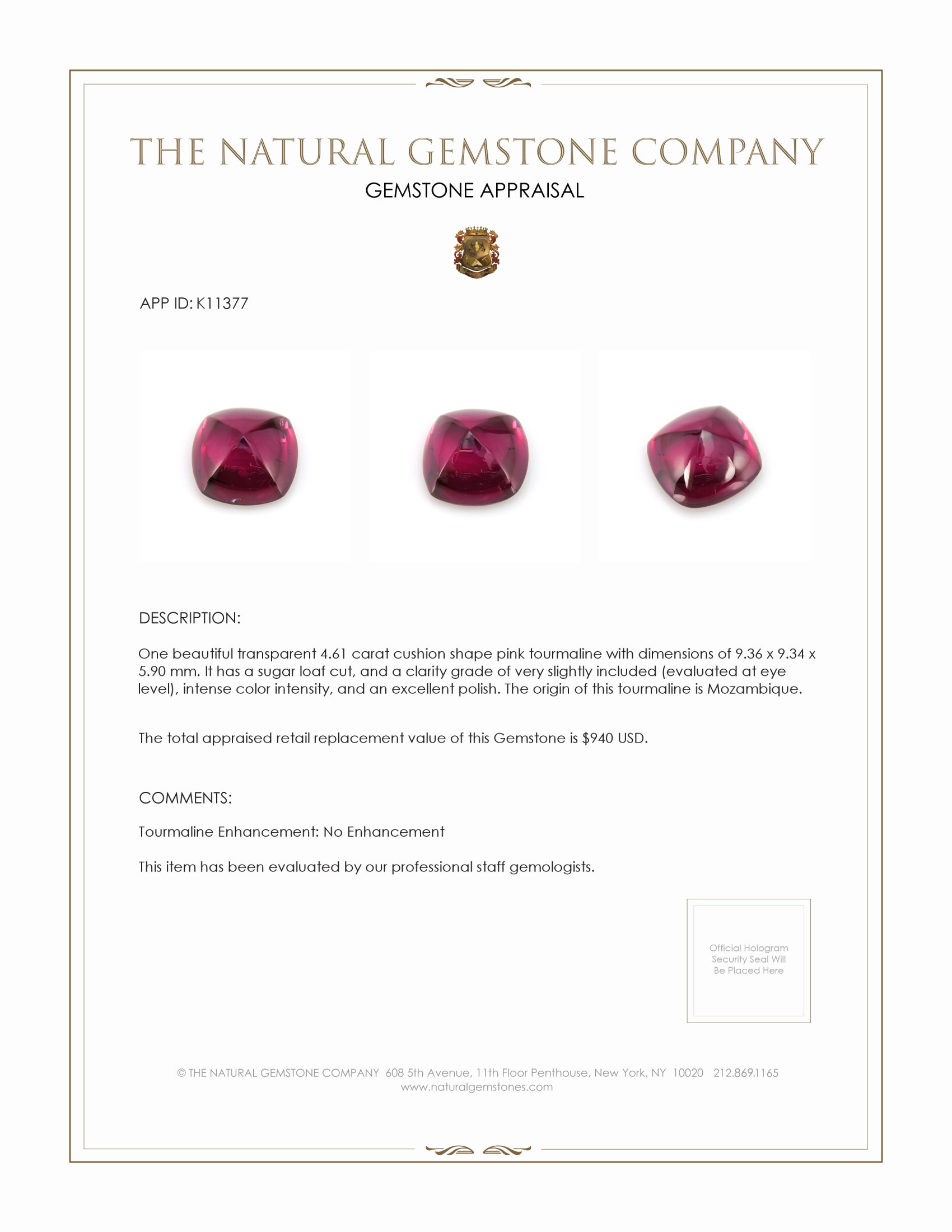 4.61 Ct. Cabochon Tourmaline from Mozambique