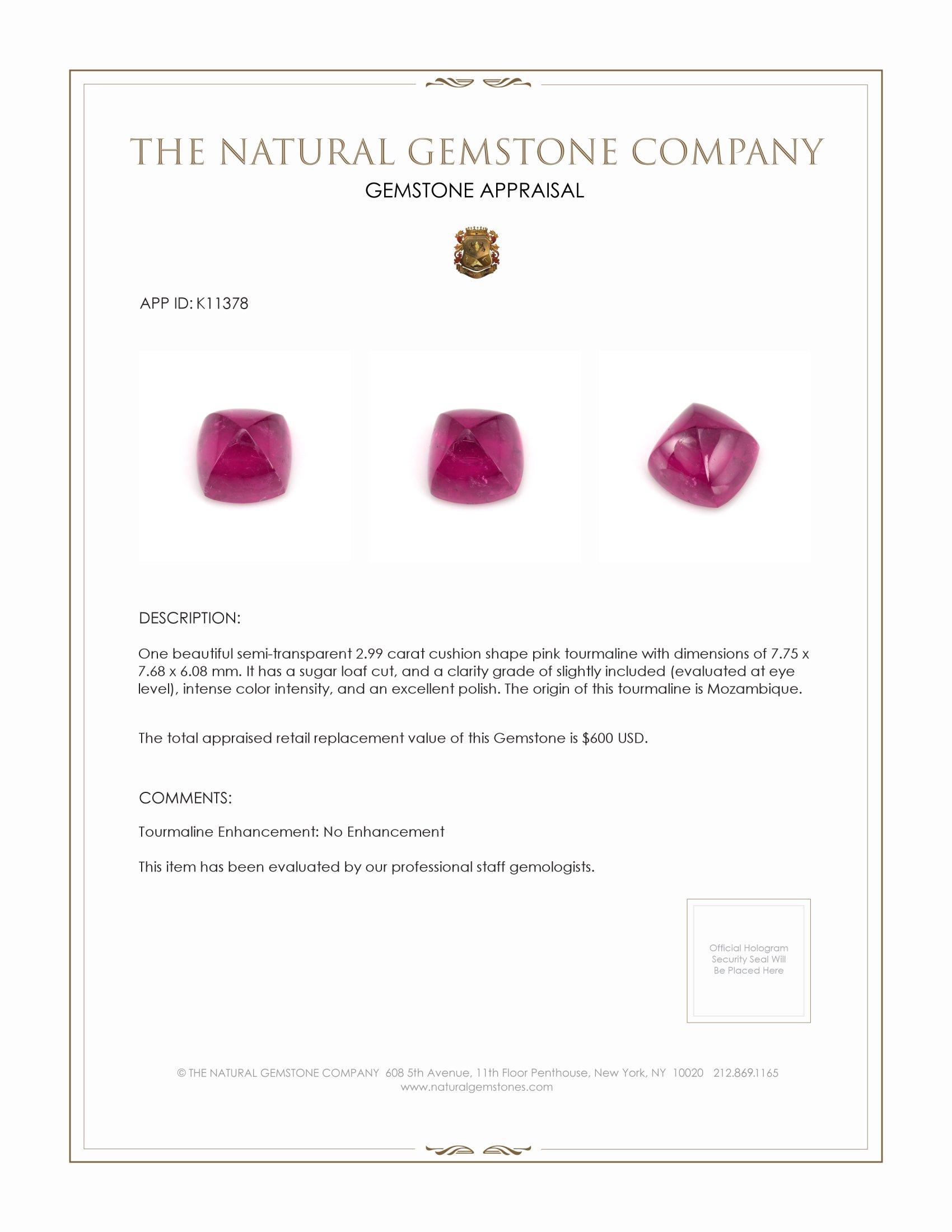 2.99 Ct. Cabochon Tourmaline from Mozambique