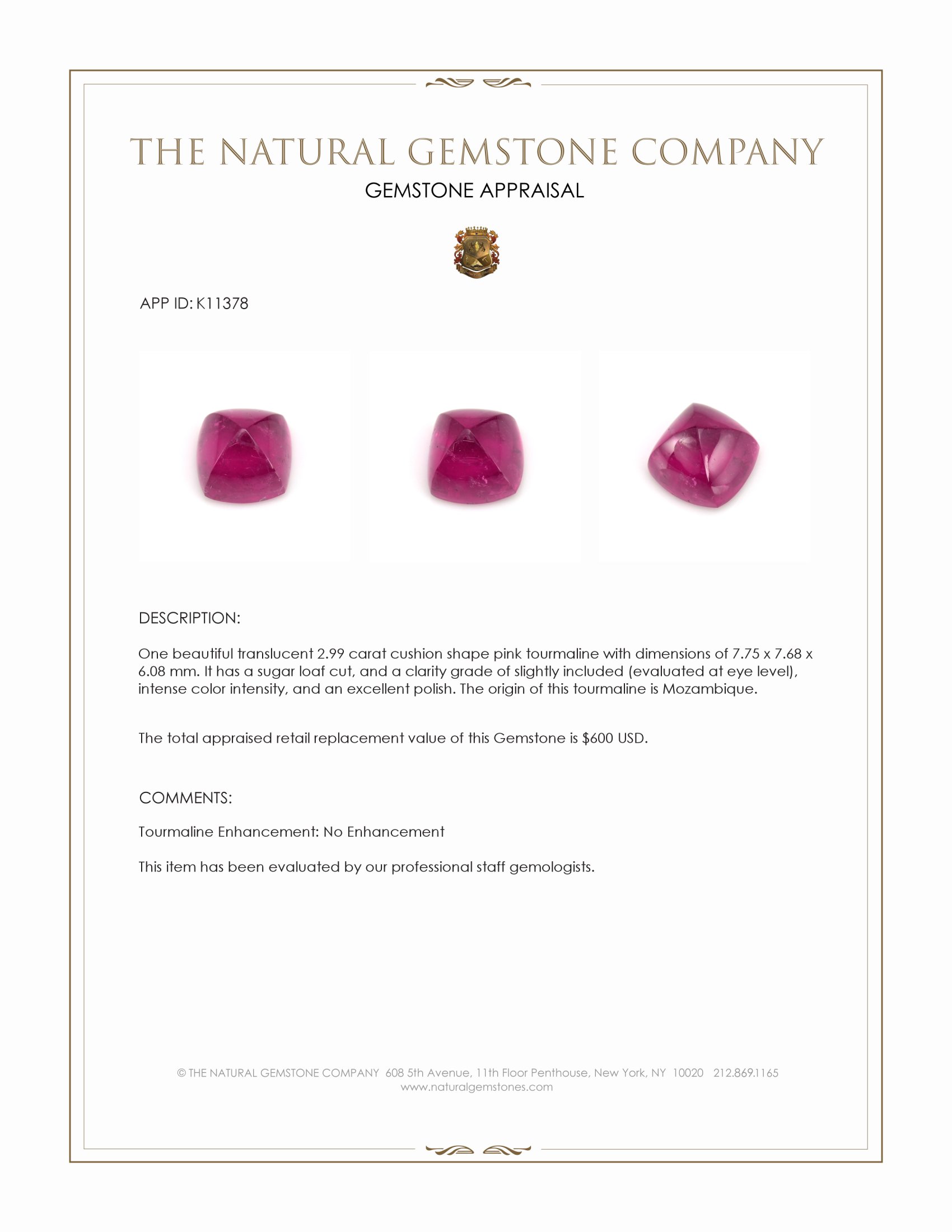 2.99 Ct. Cabochon Tourmaline from Mozambique