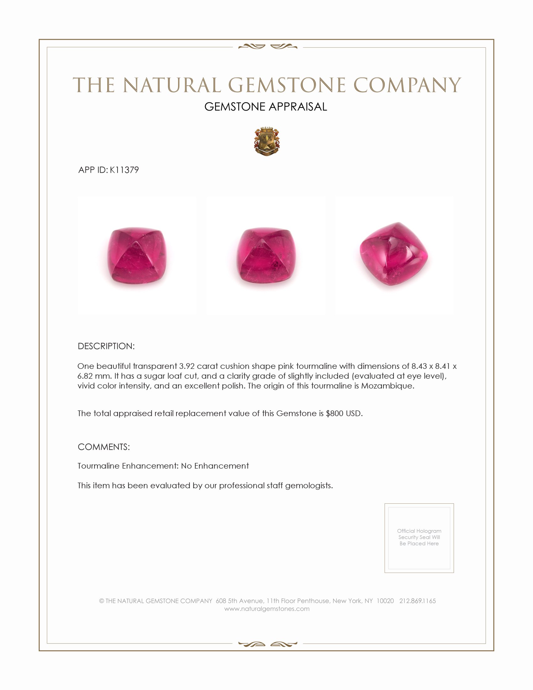 3.92 Ct. Cabochon Tourmaline from Mozambique