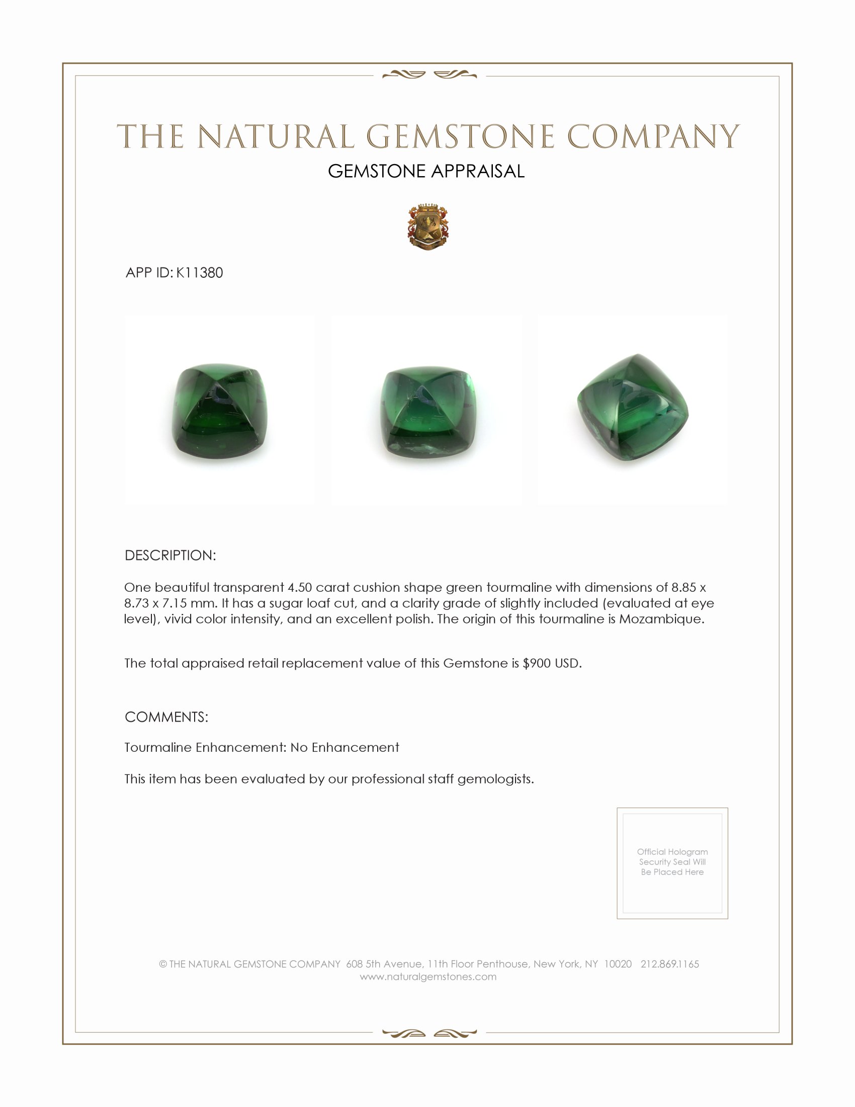 4.50 Ct. Cabochon Tourmaline from Mozambique