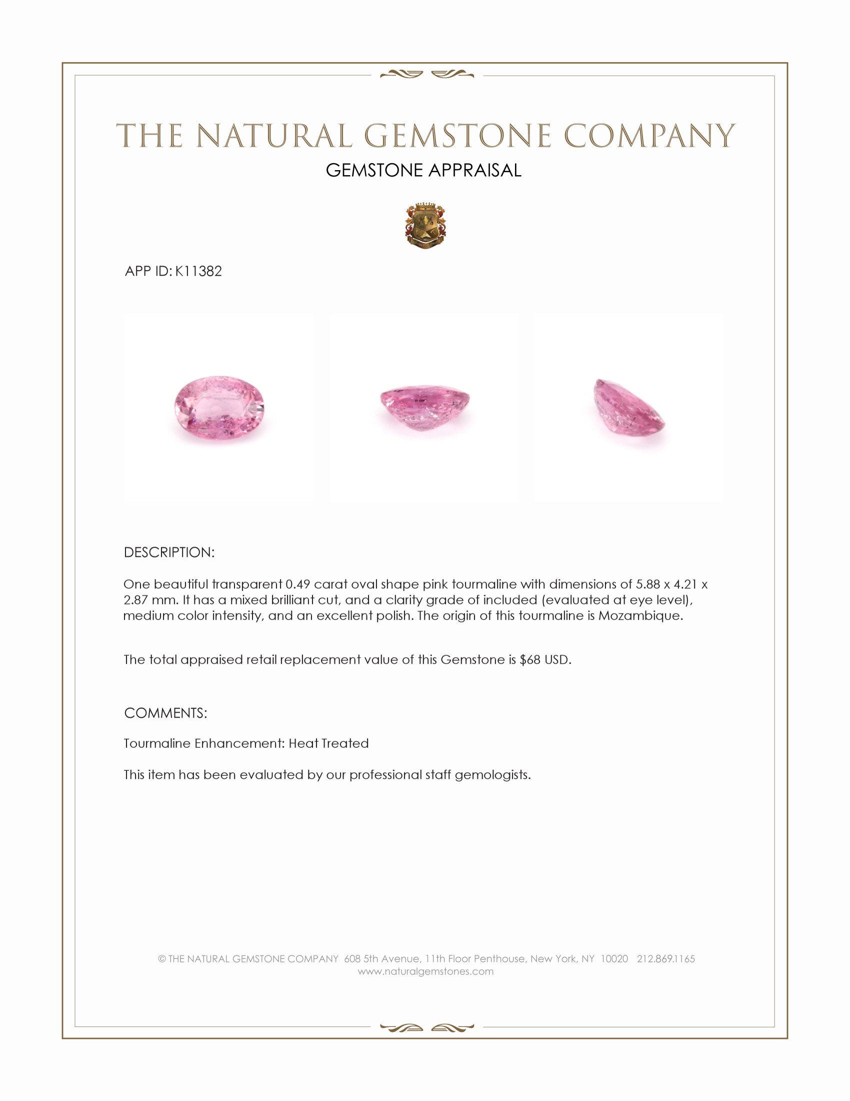 0.49 Ct. Tourmaline from Mozambique