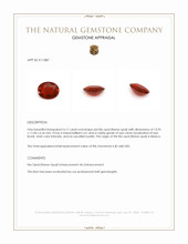 4.17 Ct. Red Fire Opal (Flame Opal) from Mexico Appraisal