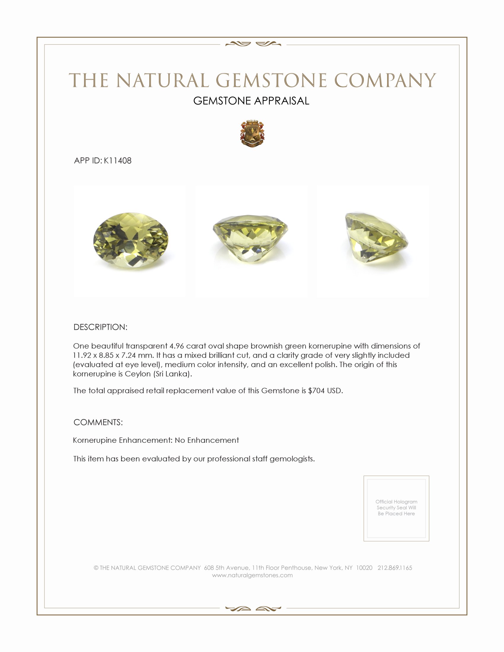 4.96 Ct. Kornerupine from Ceylon (Sri Lanka)