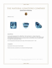 10.86 Ct. Blue Aquamarine from Brazil Appraisal