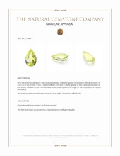 1.08 Ct. Yellowish Green Chrysoberyl from Ceylon (Sri Lanka) Appraisal