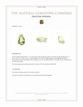 1.19 Ct. Yellowish Green Chrysoberyl from Ceylon (Sri Lanka) Appraisal
