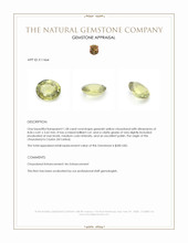 1.58 Ct. Greenish Yellow Chrysoberyl from Ceylon (Sri Lanka) Appraisal