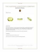 1.44 Ct. Greenish Yellow Chrysoberyl from Ceylon (Sri Lanka) Appraisal