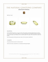 1.27 Ct. Yellow Chrysoberyl from Ceylon (Sri Lanka) Appraisal