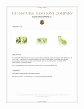 1.42 Ct. Yellowish Green Chrysoberyl from Ceylon (Sri Lanka) Appraisal