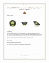 3.16 Ct. Green Zircon from Ceylon (Sri Lanka) Appraisal
