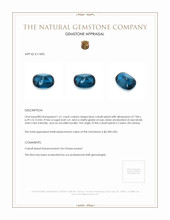 1.61 Ct. Cabochon Cobalt Spinel from Ceylon (Sri Lanka) Appraisal