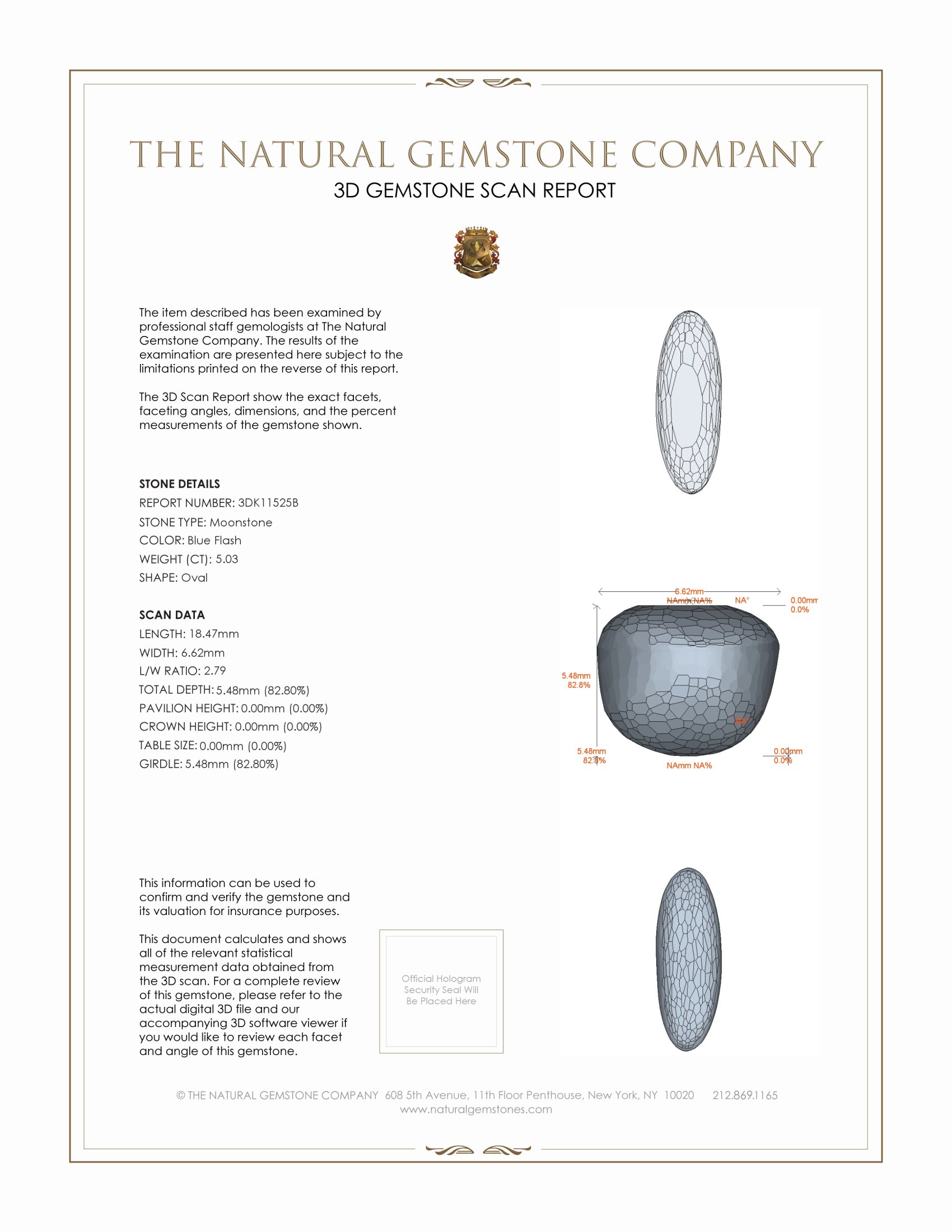 5.03 Ct. Cabochon Moonstone from Ceylon (Sri Lanka)