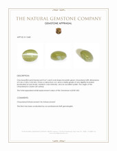 0.67 Ct. Cabochon Chrysoberyl from Ceylon (Sri Lanka) Appraisal