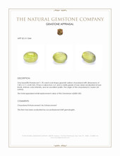 1.78 Ct. Greenish Yellow Cabochon Chrysoberyl from Ceylon (Sri Lanka) Appraisal