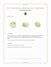 1.29 Ct. Yellowish Green Cabochon Chrysoberyl from Ceylon (Sri Lanka) Appraisal