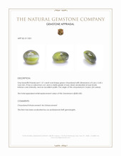 1.31 Ct. Green Cabochon Chrysoberyl from Ceylon (Sri Lanka) Appraisal