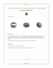 1.17 Ct. Green Cabochon Chrysoberyl from Ceylon (Sri Lanka) Appraisal