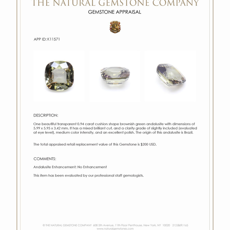 0.94 Ct. Andalusite from Brazil