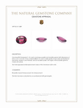 1.35 Ct. Purplish Red Rhodolite Garnet from Ceylon (Sri Lanka) Appraisal