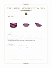 1.12 Ct. Reddish Purple Rhodolite Garnet from Ceylon (Sri Lanka) Appraisal