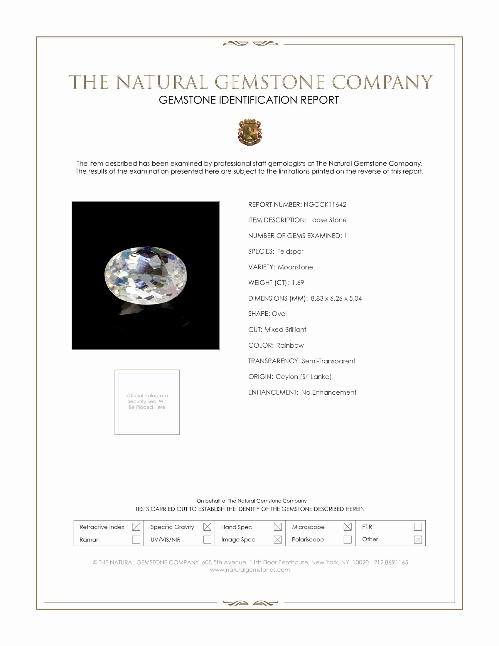 1.69 Ct. Moonstone from Ceylon (Sri Lanka)
