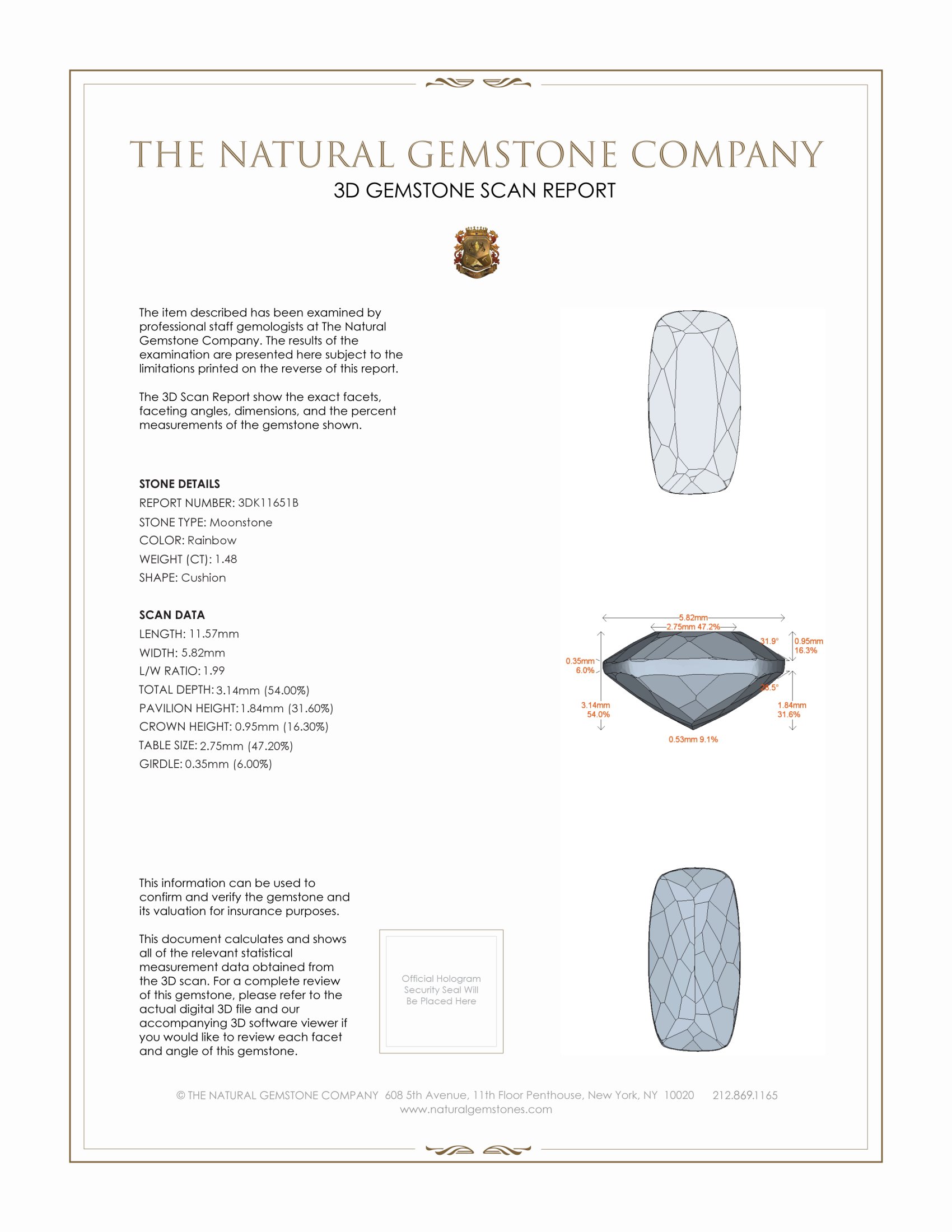 1.48 Ct. Moonstone from Ceylon (Sri Lanka)