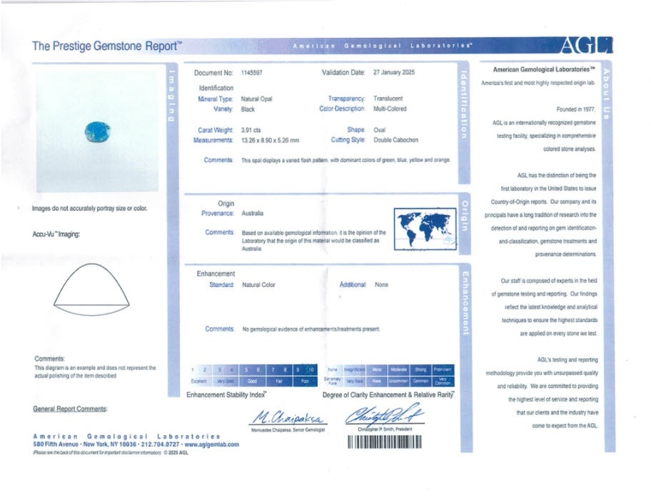 3.91 Ct. Cabochon Black Opal from Australia