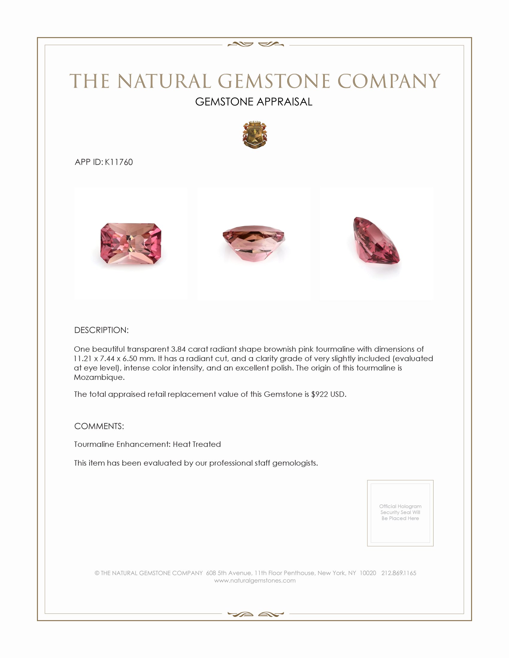 3.84 Ct. Tourmaline from Mozambique