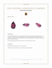 0.97 Ct. Purplish Pink Rhodolite Garnet from Ceylon (Sri Lanka) Appraisal