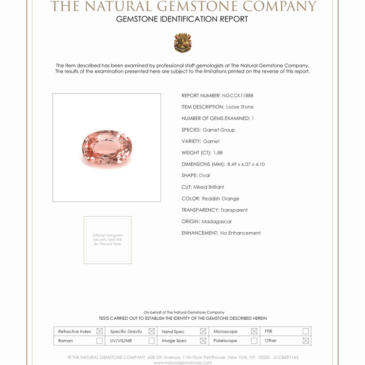 1.88 Ct. Garnet from Madagascar